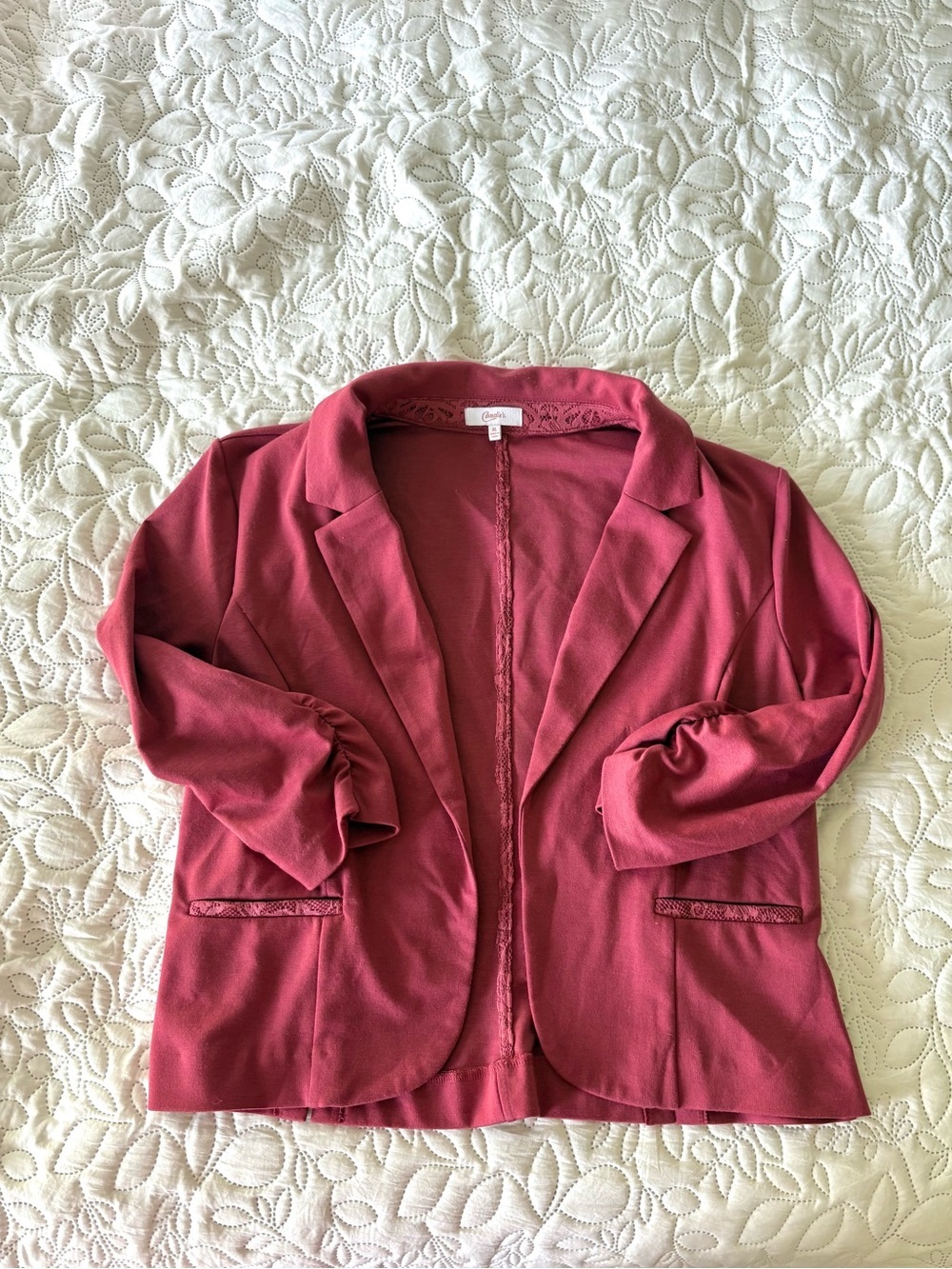 Candie’s Pink Knit Blazer | Open Front Business Casual Office Jacket XL